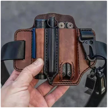 Multifunktionel Læder Bælte-Organizer – Taktisk EDC Pouch til Værktøj & Gadgets